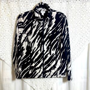 Chico’s Zenergy Black Ecru Print Reversible Jacket